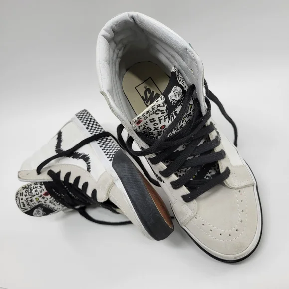 Vans. Unisex SK8-Hi Reissue DIY Black/ True White Skate Shoe - Picture 9 of 12